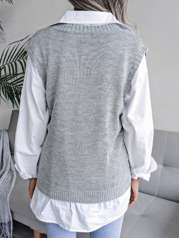 Elena® | Women'S V-Neck Hollow Diamond Casual Knitted Vest Sweater - Image 4
