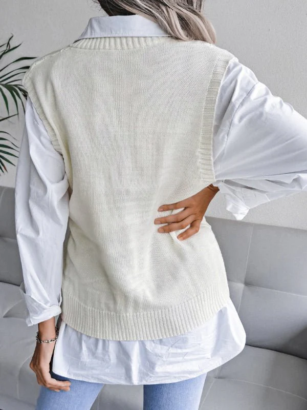 Elena® | Women'S V-Neck Hollow Diamond Casual Knitted Vest Sweater - Image 9