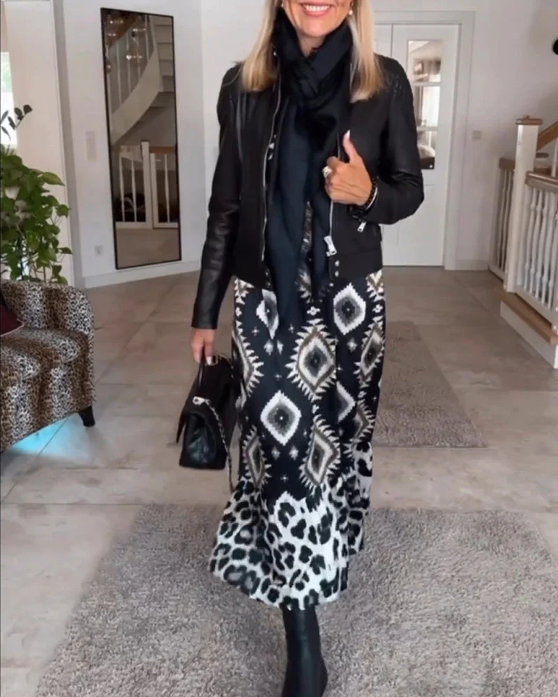 Eleonora® | Long Sleeve Dress With Geometric Print - Image 10