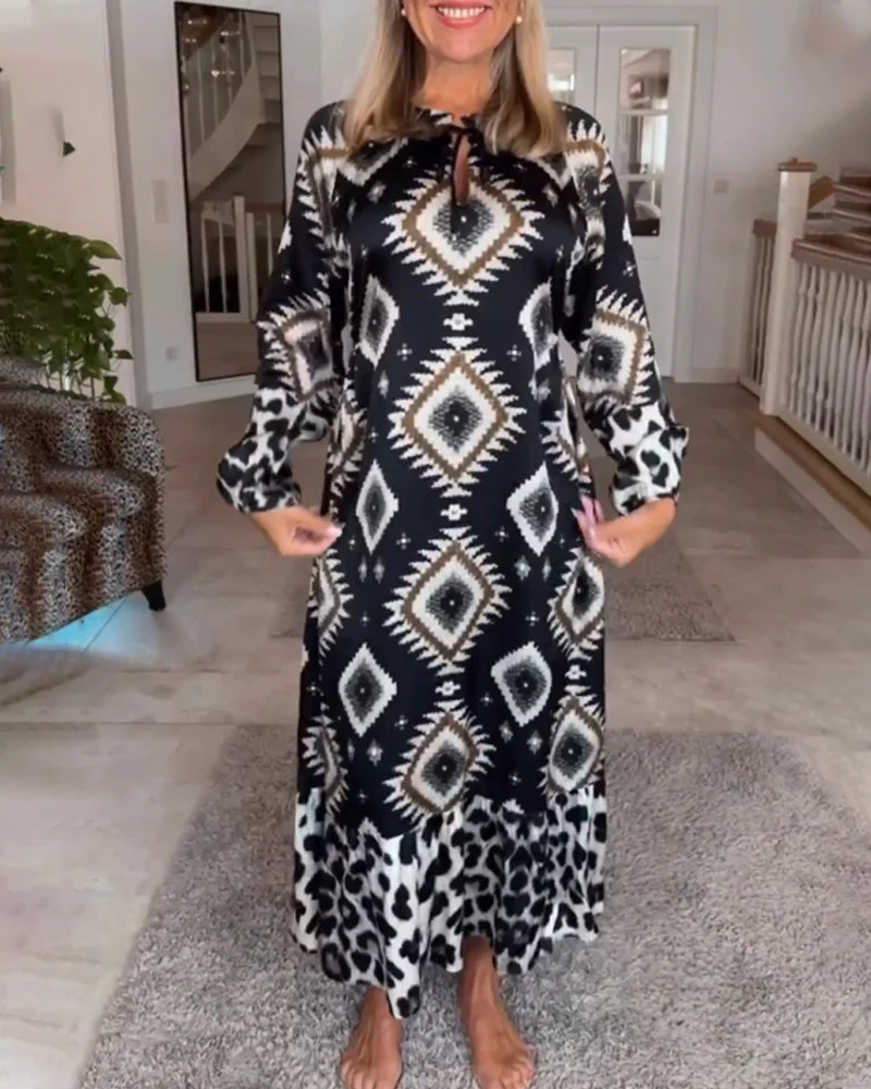 Eleonora® | Long Sleeve Dress With Geometric Print - Image 4