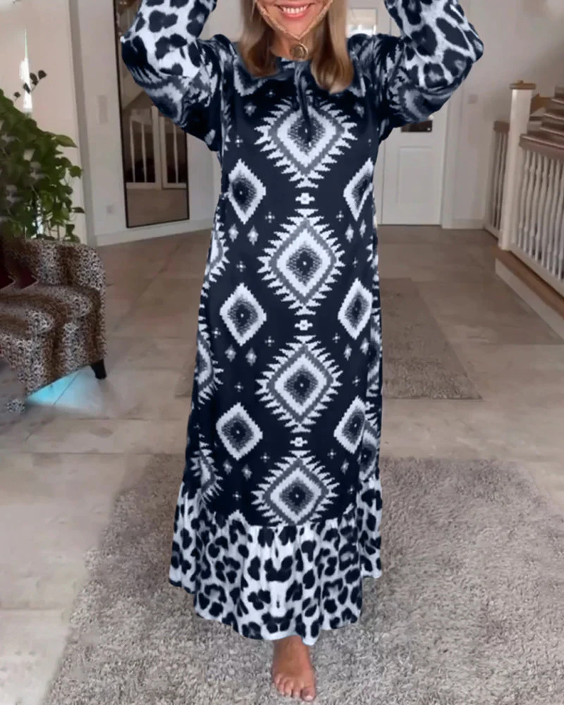 Eleonora® | Long Sleeve Dress With Geometric Print - Image 9