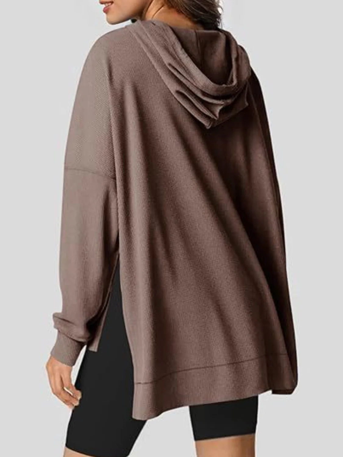 Eleonora | Long sleeve hoodie with drawstring and slit - Image 8