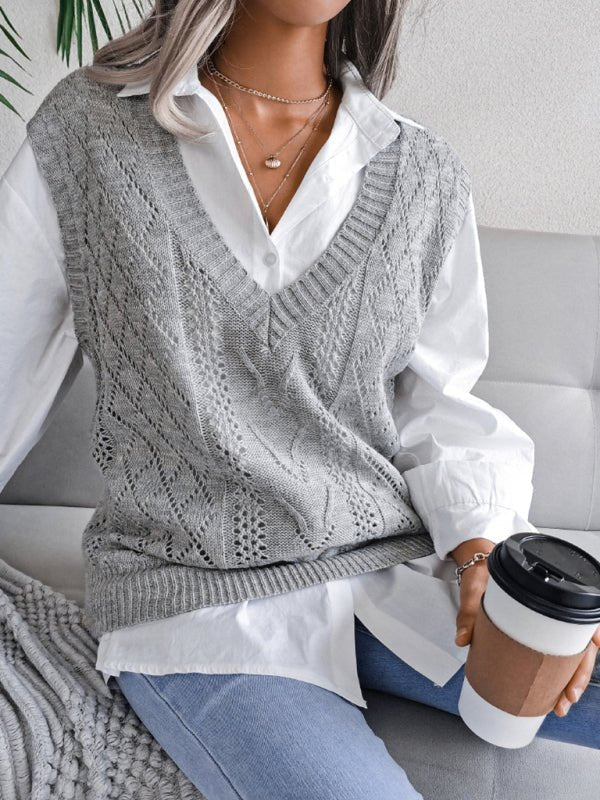 Eliana® | Women'S Hollow-Out Fried Dough V-Neck Knitted Sweater - Image 10