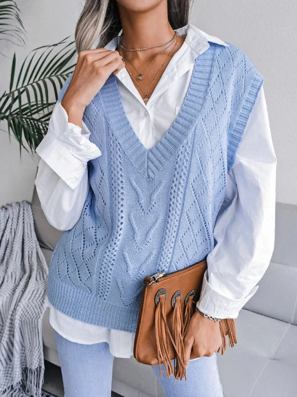 Eliana® | Women'S Hollow-Out Fried Dough V-Neck Knitted Sweater - Image 4