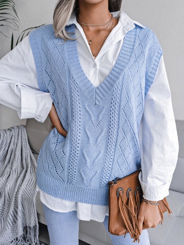 Eliana® | Women'S Hollow-Out Fried Dough V-Neck Knitted Sweater - Image 7