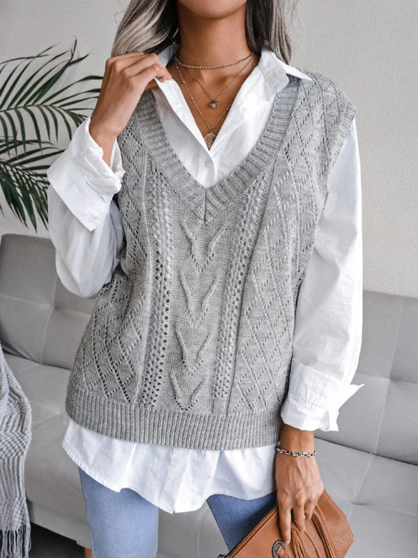 Eliana® | Women'S Hollow-Out Fried Dough V-Neck Knitted Sweater - Image 9