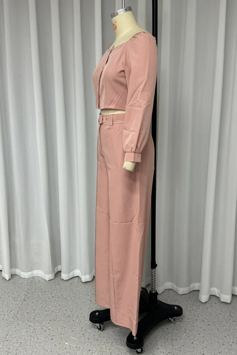 Elisa | Casual street pocket buttons, adjustable square neckline, long sleeves, two piece - Image 4