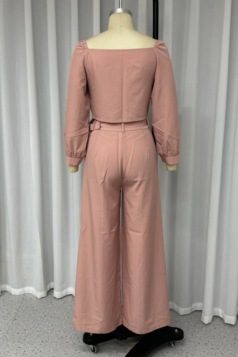 Elisa | Casual street pocket buttons, adjustable square neckline, long sleeves, two piece - Image 5