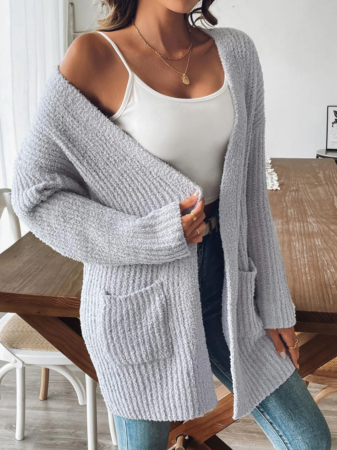 Elisa | Long sleeve open front cardigan - Image 3