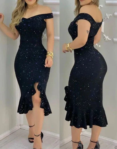 Elisabeth® | Shiny Off-Shoulder Cocktail Dress - Image 3