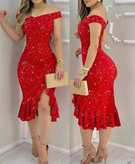Elisabeth® | Shiny Off-Shoulder Cocktail Dress - Image 5