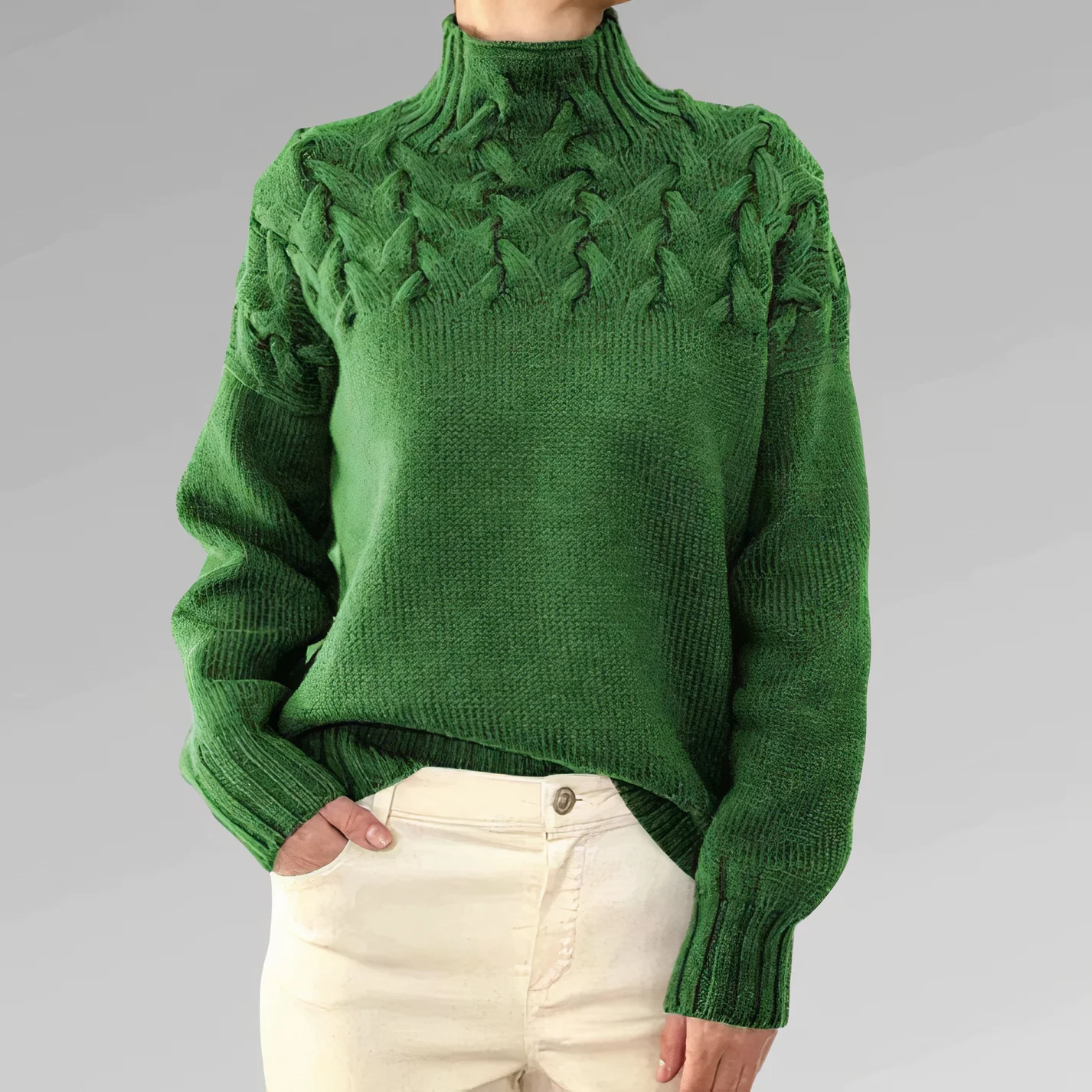 Ella | Knitted sweater with cable pattern - Image 2