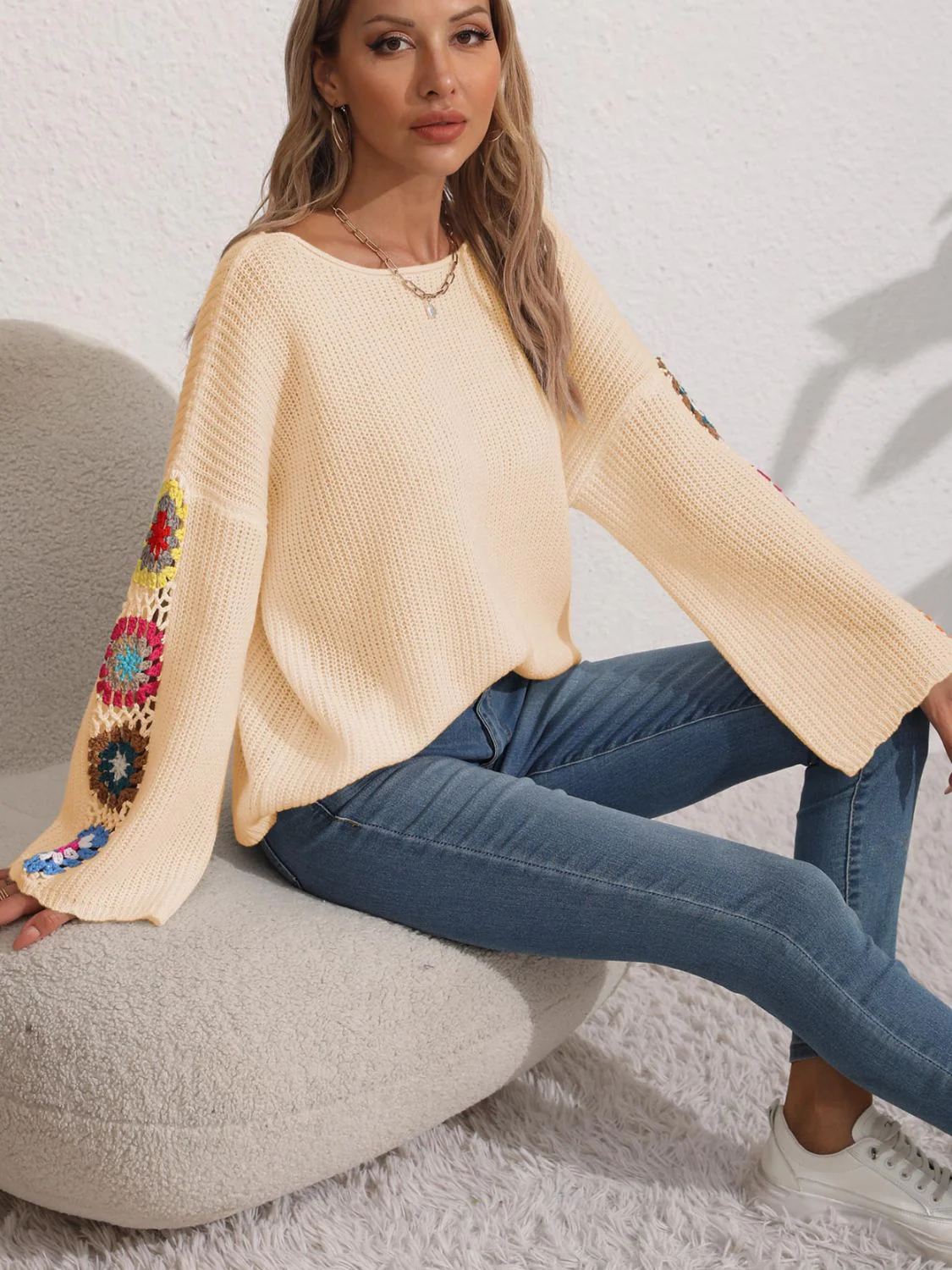 Elsa | Crochet floral long sleeve sweater - Image 8