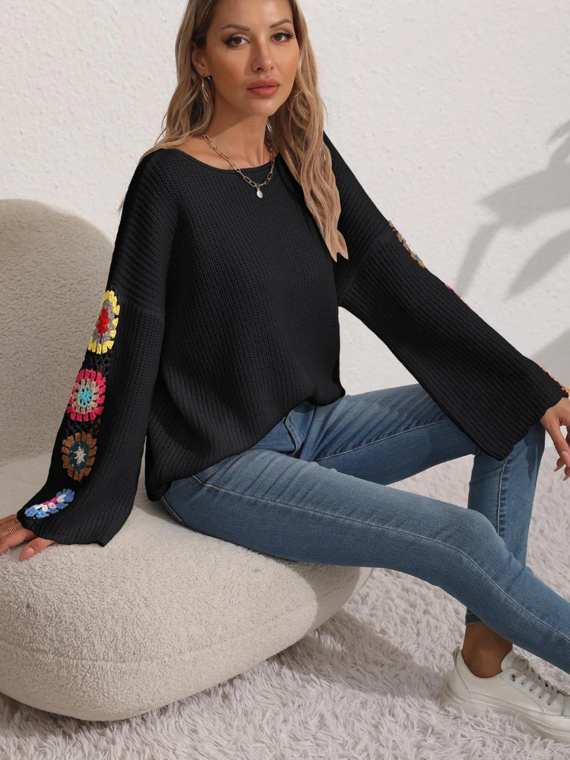 Elsa | Crochet floral long sleeve sweater - Image 9