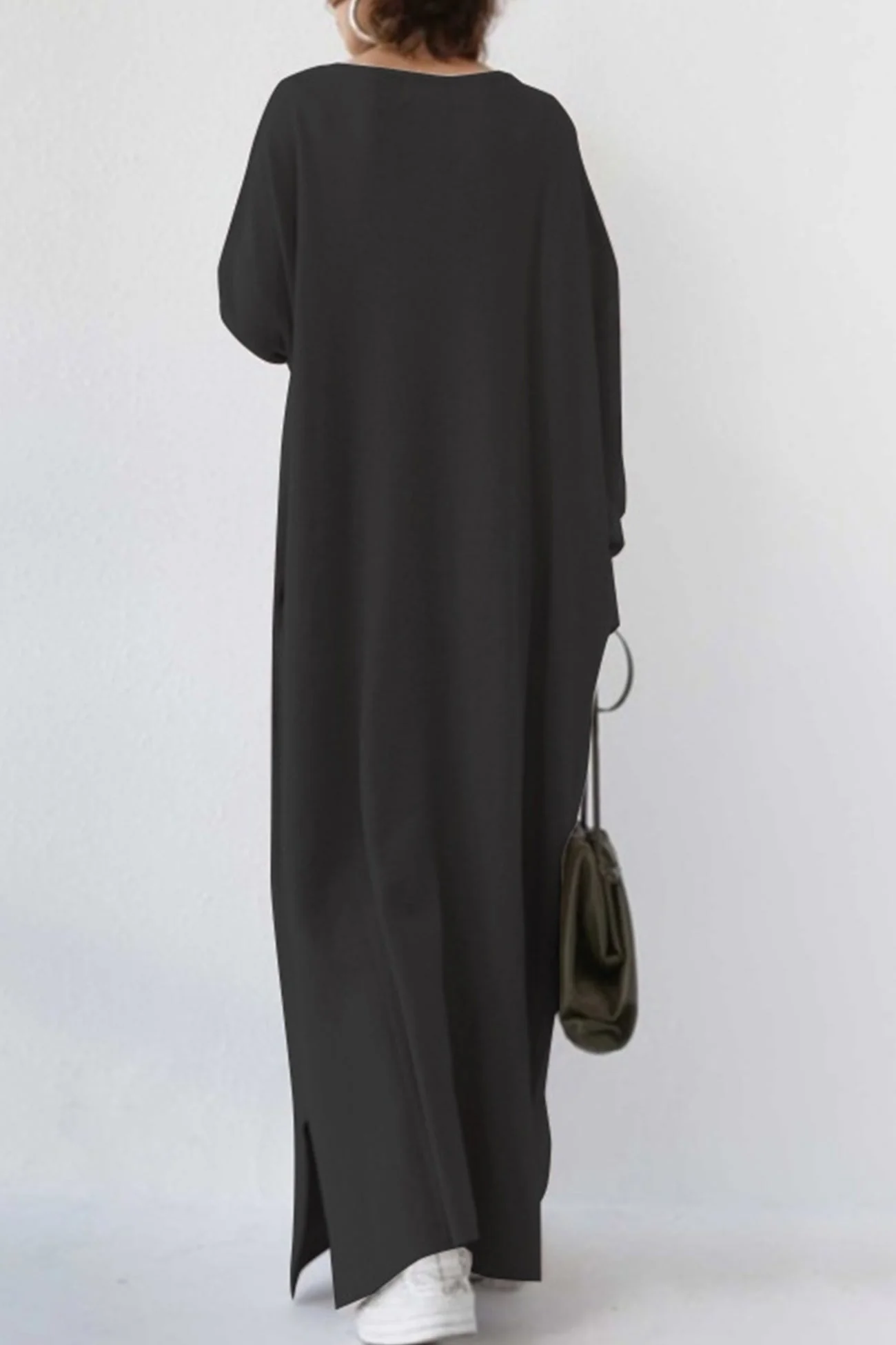 Elsa | V-neck sweatshirt dress with slit hem - Image 7