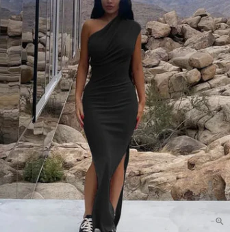 Elvia® | Cocktail Dress With Side Slit And One Shoulder Straps - Image 4