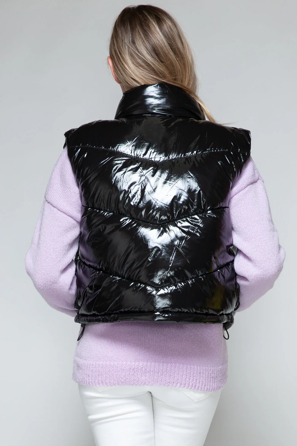 Elvira | Snobish shiny quilted vest with turtleneck and zip - Image 2