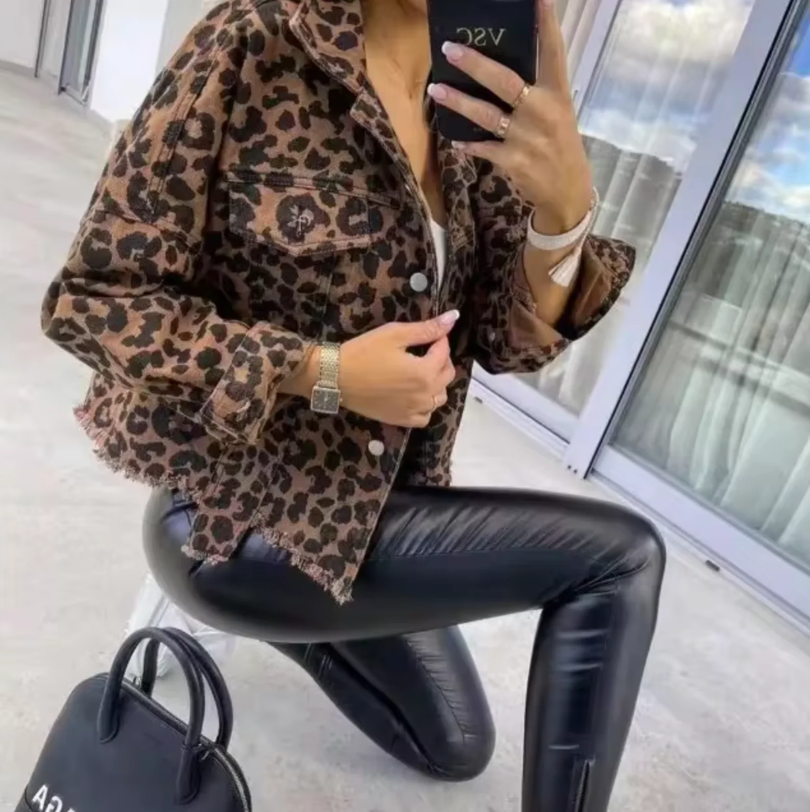 Emilia | Leopard print denim coat - Image 3