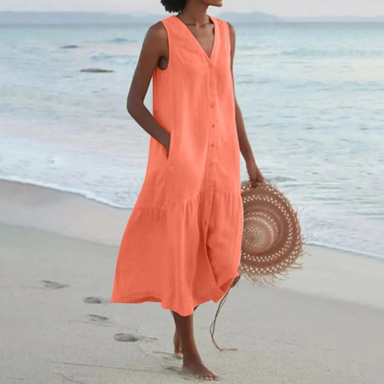 Emilia® | Linen Dress With V-Neck - Image 4