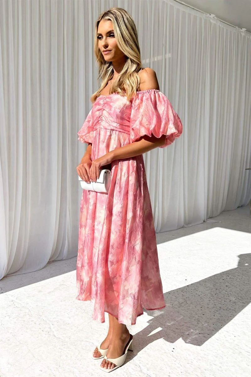Emilia® | Off-The-Shoulder Midi Dress With Puff Sleeves - Image 2