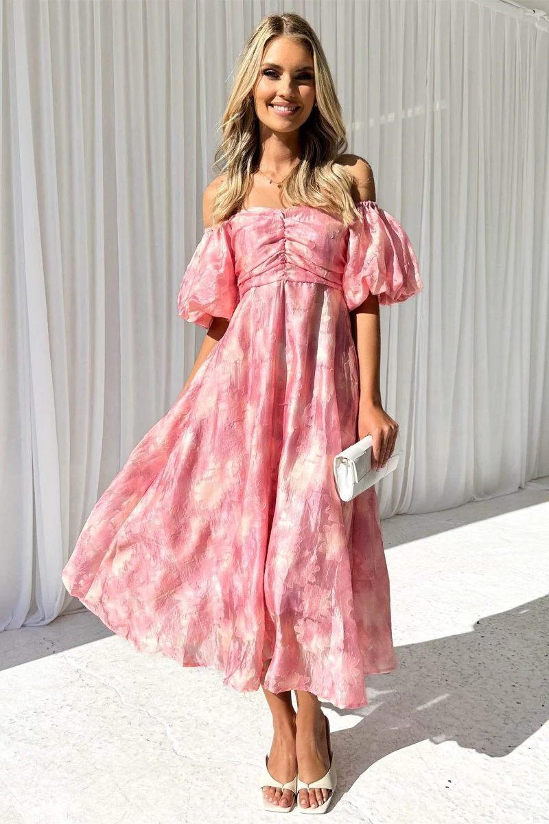 Emilia® | Off-The-Shoulder Midi Dress With Puff Sleeves - Image 6
