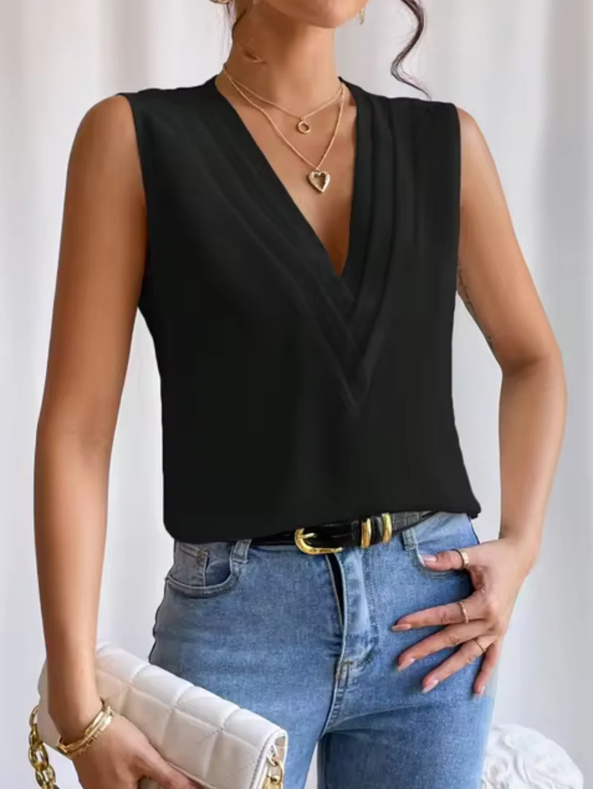 Emily® | Elegant V-Neck Sleeveless Top - Image 4