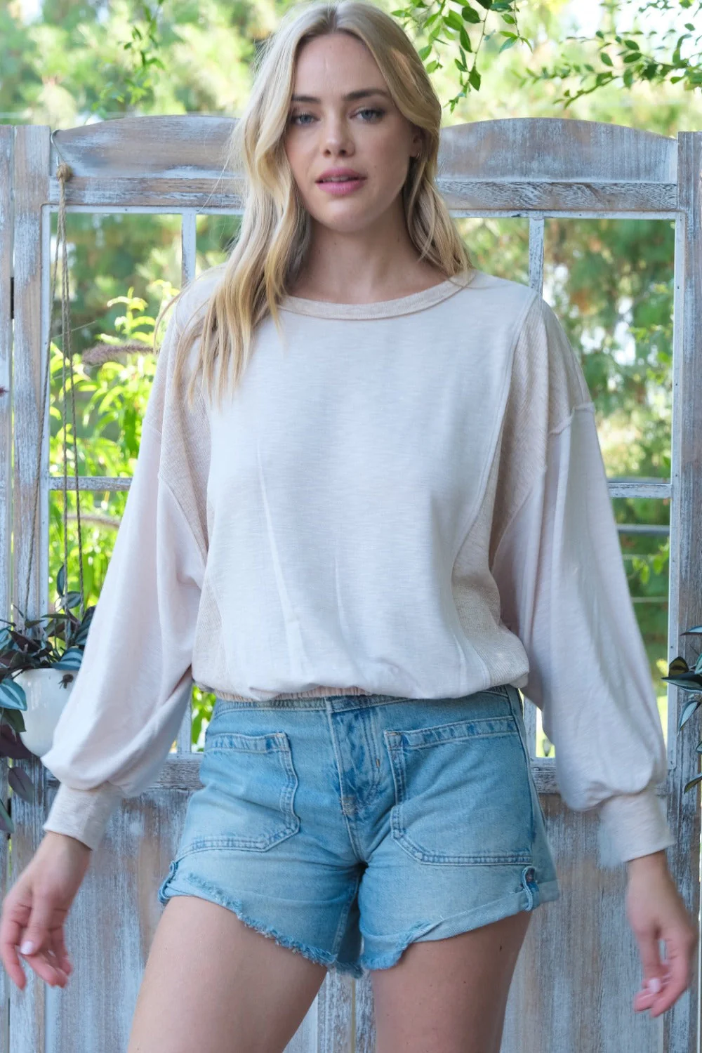 Emma | Hailey & Co rib and two-tone knit blend top - Image 4