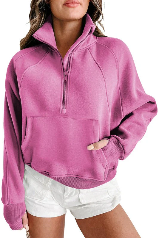 Emma | Sweatshirt with a stand-up collar and ribbed thumbhole sleeves - Image 2