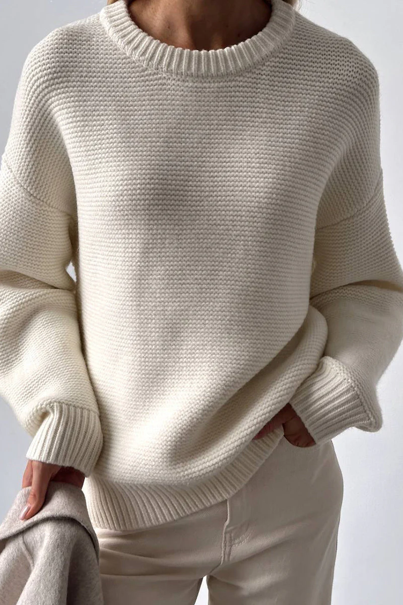 Encarna | Casual solid color O-neck sweaters for everyday wear