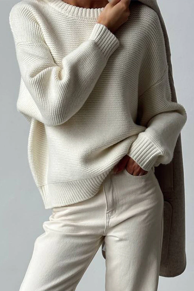 Encarna | Casual solid color O-neck sweaters for everyday wear - Image 4