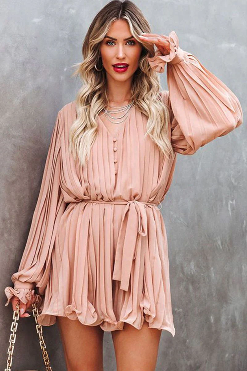 Erika® | Elegant Pleated V-Neck Dress - Image 4