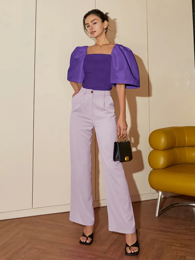Ersilia® | Elegant Satin Blouse With Puff Sleeves - Image 55