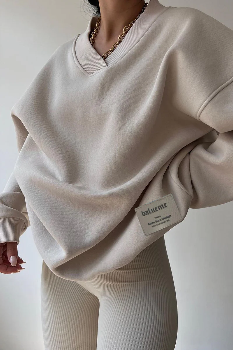 Esperanza | Casual daily patchwork V-neck hoodies - Image 3