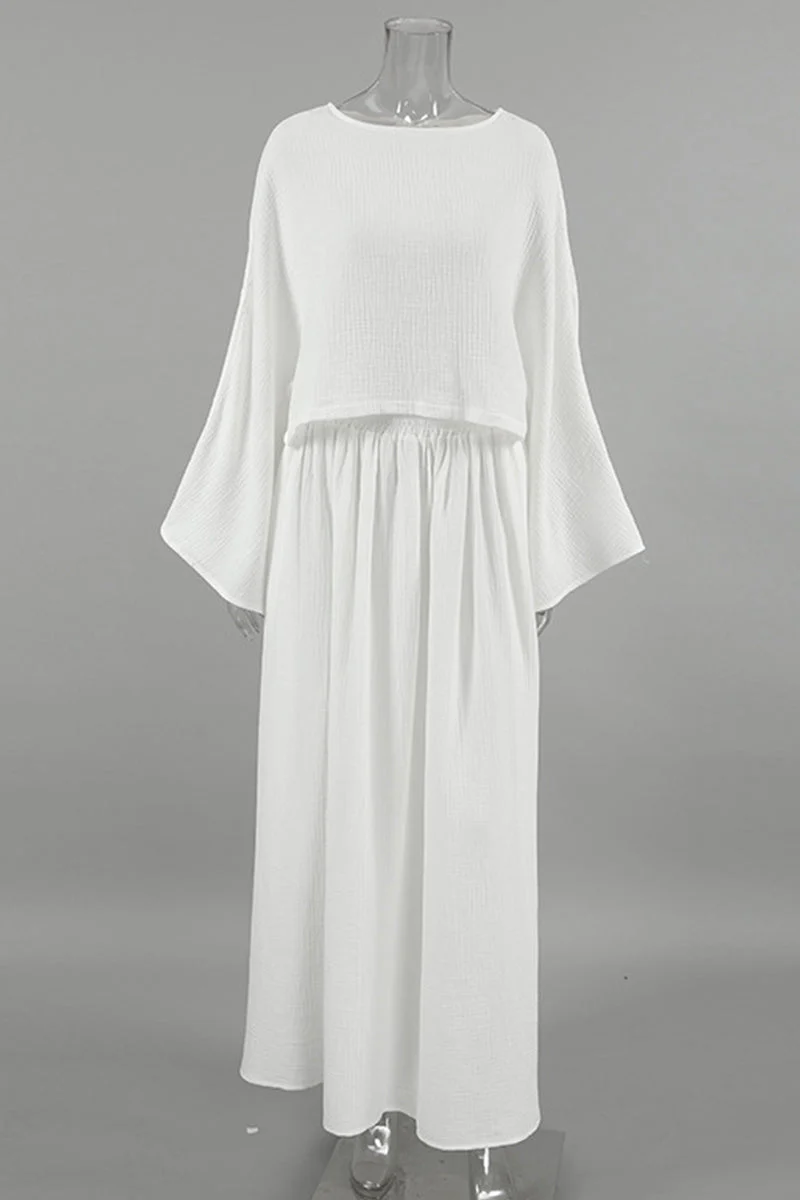 Estela | Casual two-piece suit with slit and ruffles, O-neck and long sleeves - Image 5