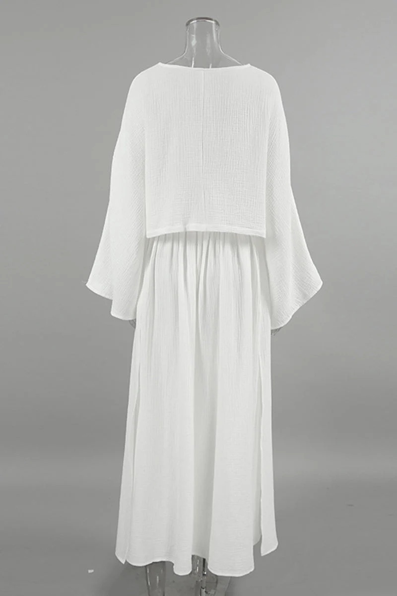 Estela | Casual two-piece suit with slit and ruffles, O-neck and long sleeves - Image 7