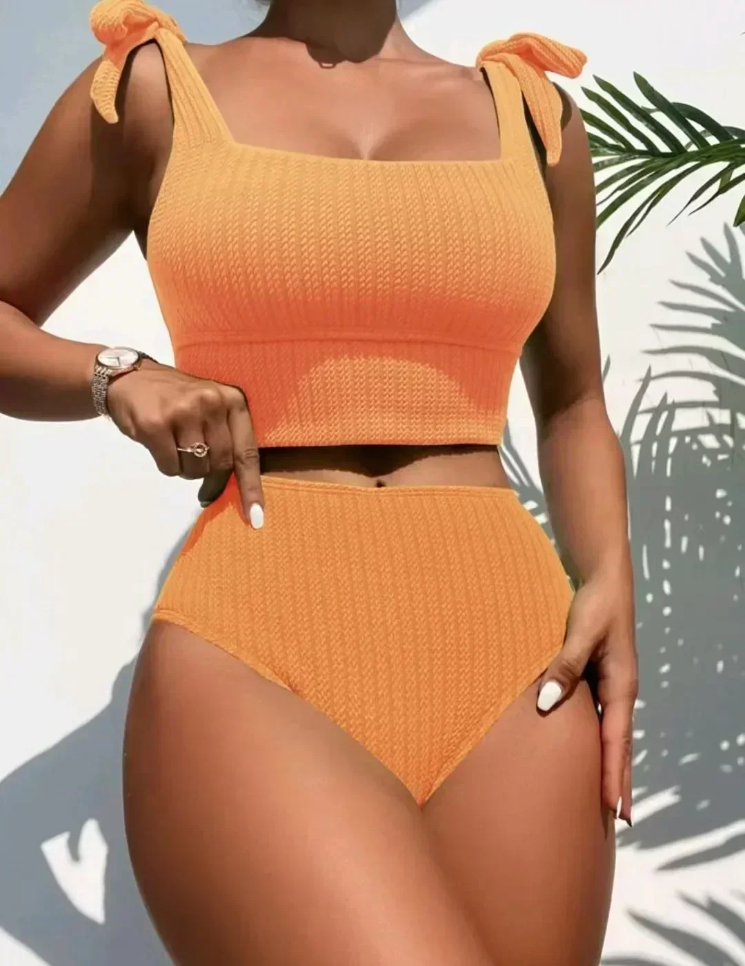 Estela® | High-Waisted Ribbed One-Piece With Bow Waistband - Image 4