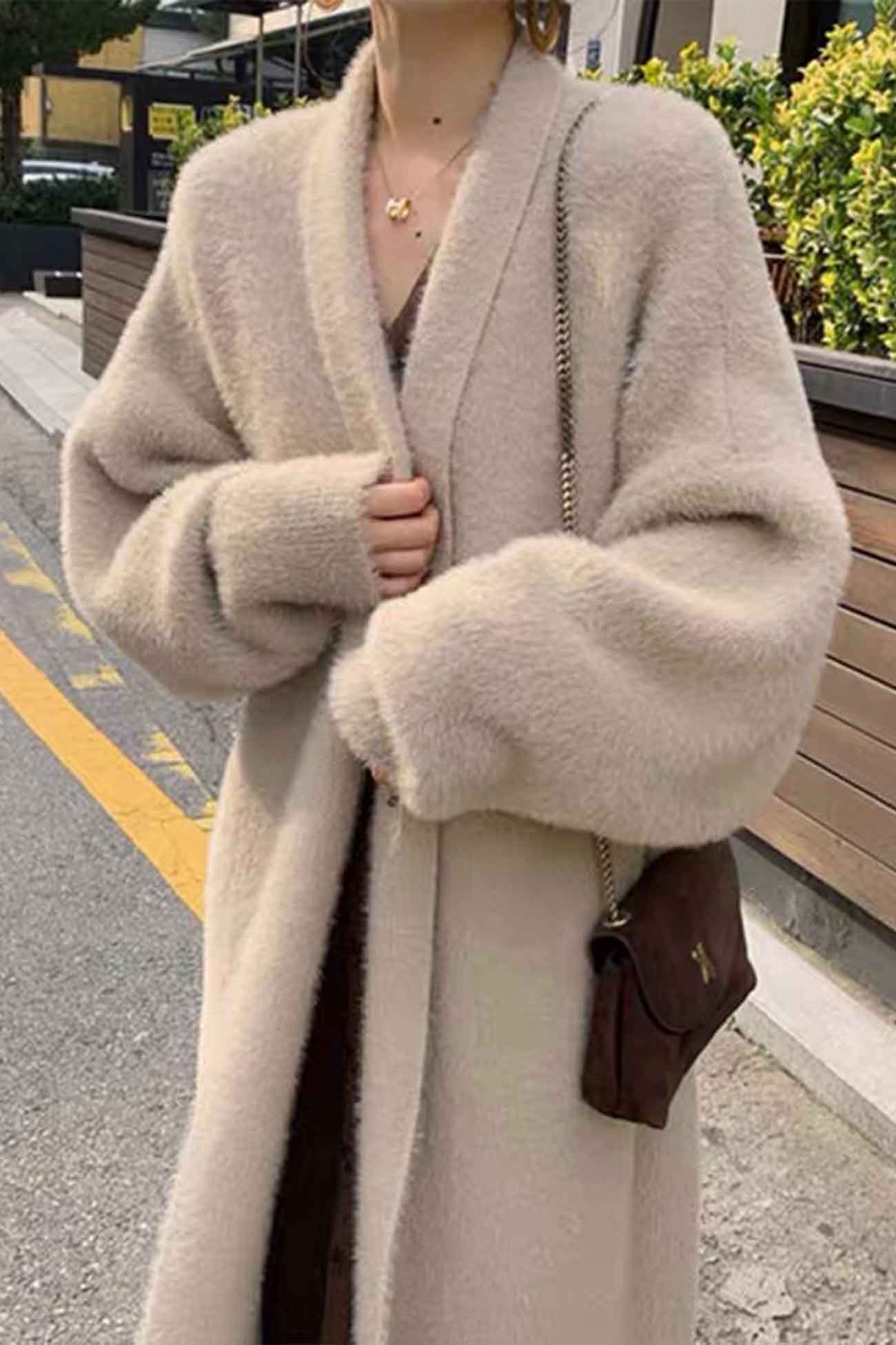 Estela | Plain, fluffy long cardigan - Image 12