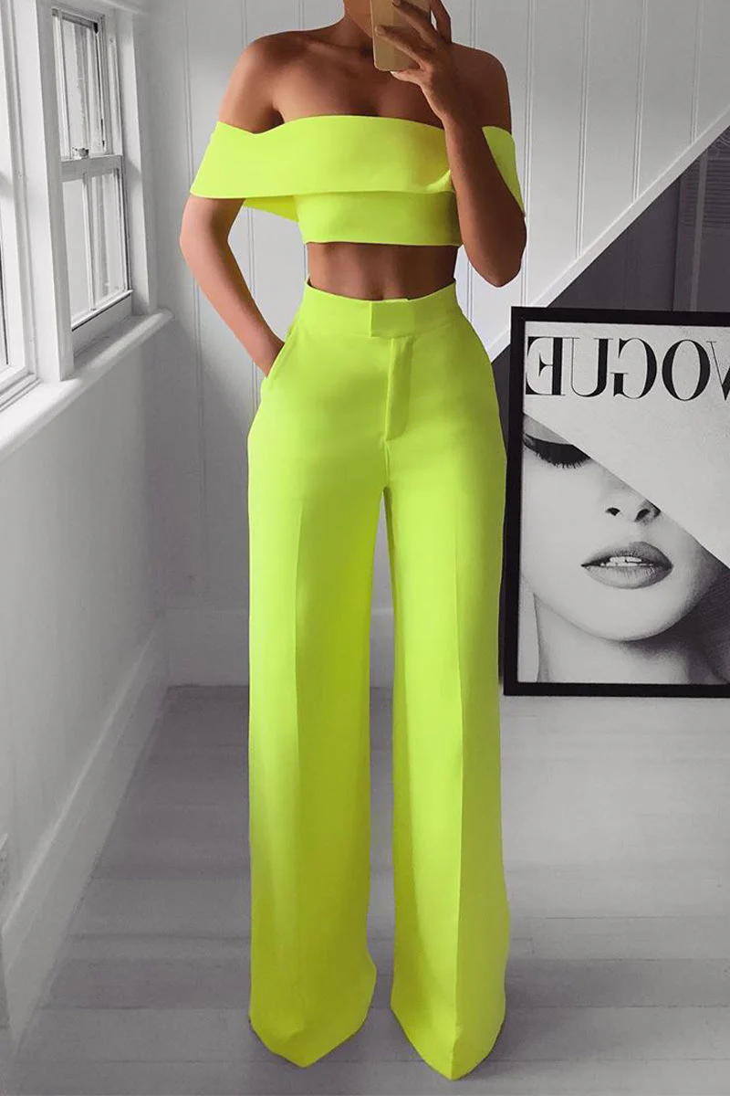 Ester® | Elegant Off-The-Shoulder Crop Top And High-Waisted Pants Set - Image 4