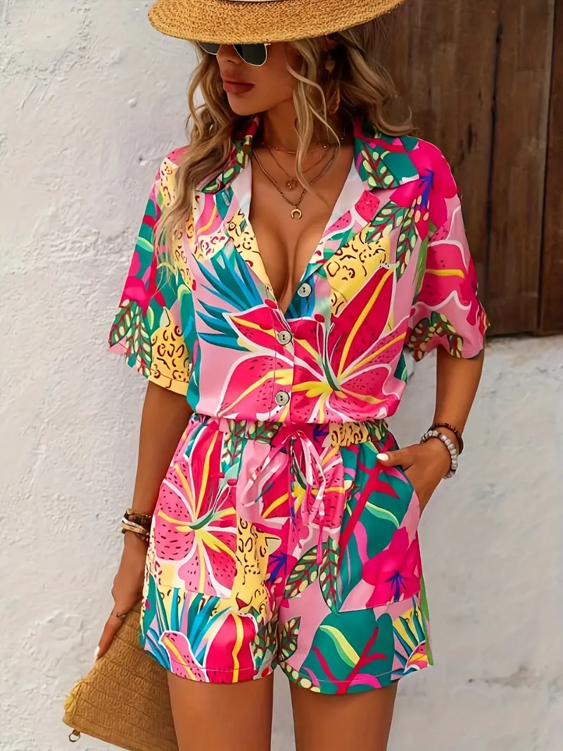 Esterina® | Shorts And Blouse With Tropical Print - Image 3