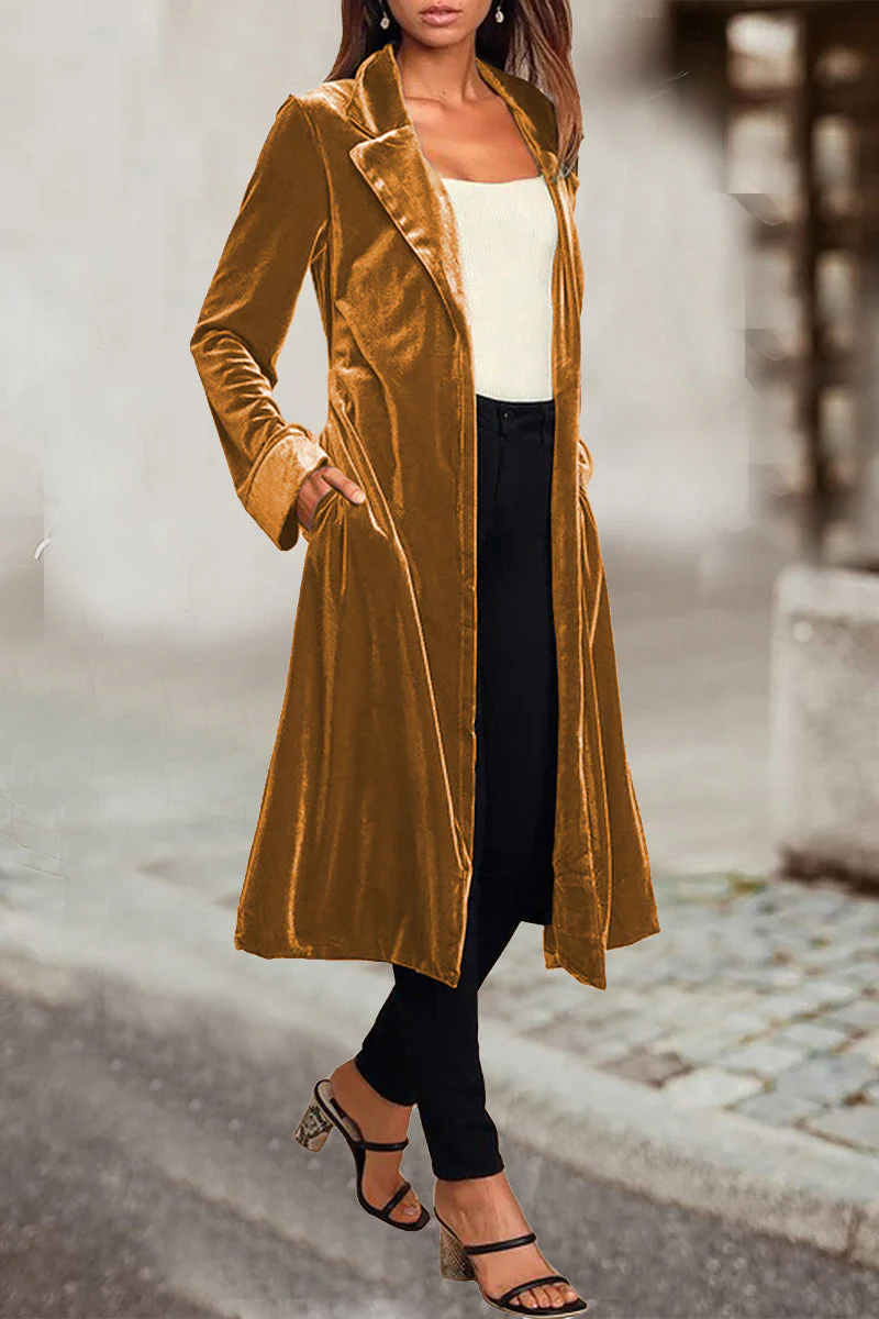 Esther | Elegant British style outerwear with plain pockets and turn-down collar - Image 2