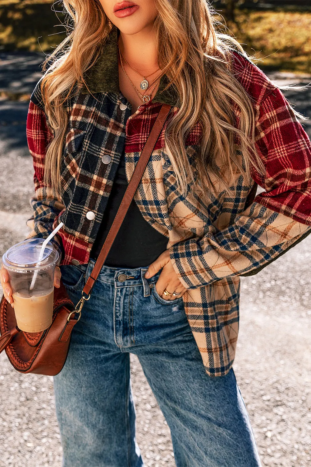 Estrella | Checked long sleeve jacket with buttons - Image 3