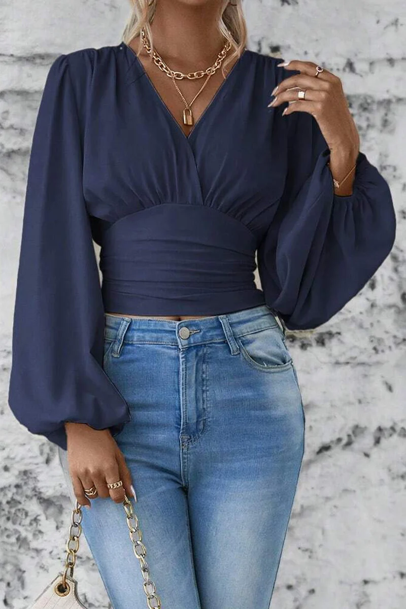 Eugenia® | Stylish V-Neck Blouse With Long Flared Sleeves - Image 5