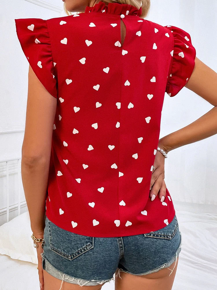 Eulalia® | Casual Blouse Summer Blouse With Short Sleeves And Heart Print - Image 4