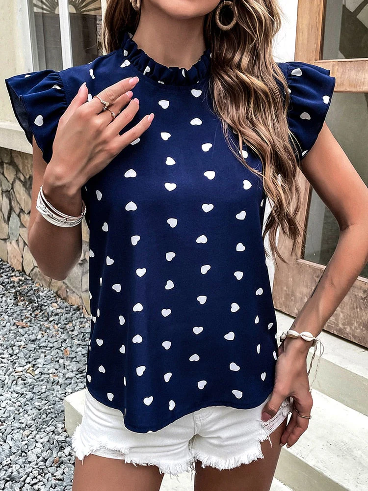 Eulalia® | Casual Blouse Summer Blouse With Short Sleeves And Heart Print - Image 7