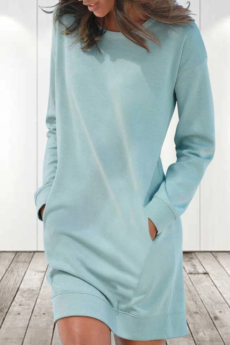 Eustacia® | Solid Color Long Sleeve Dress