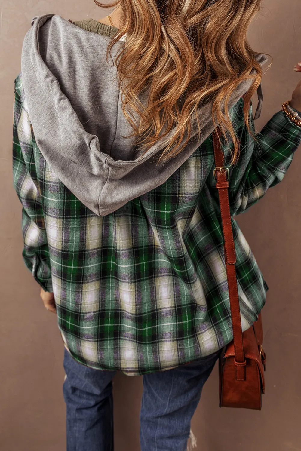 Eva | Checked hooded jacket with drawstring and pockets - Image 2