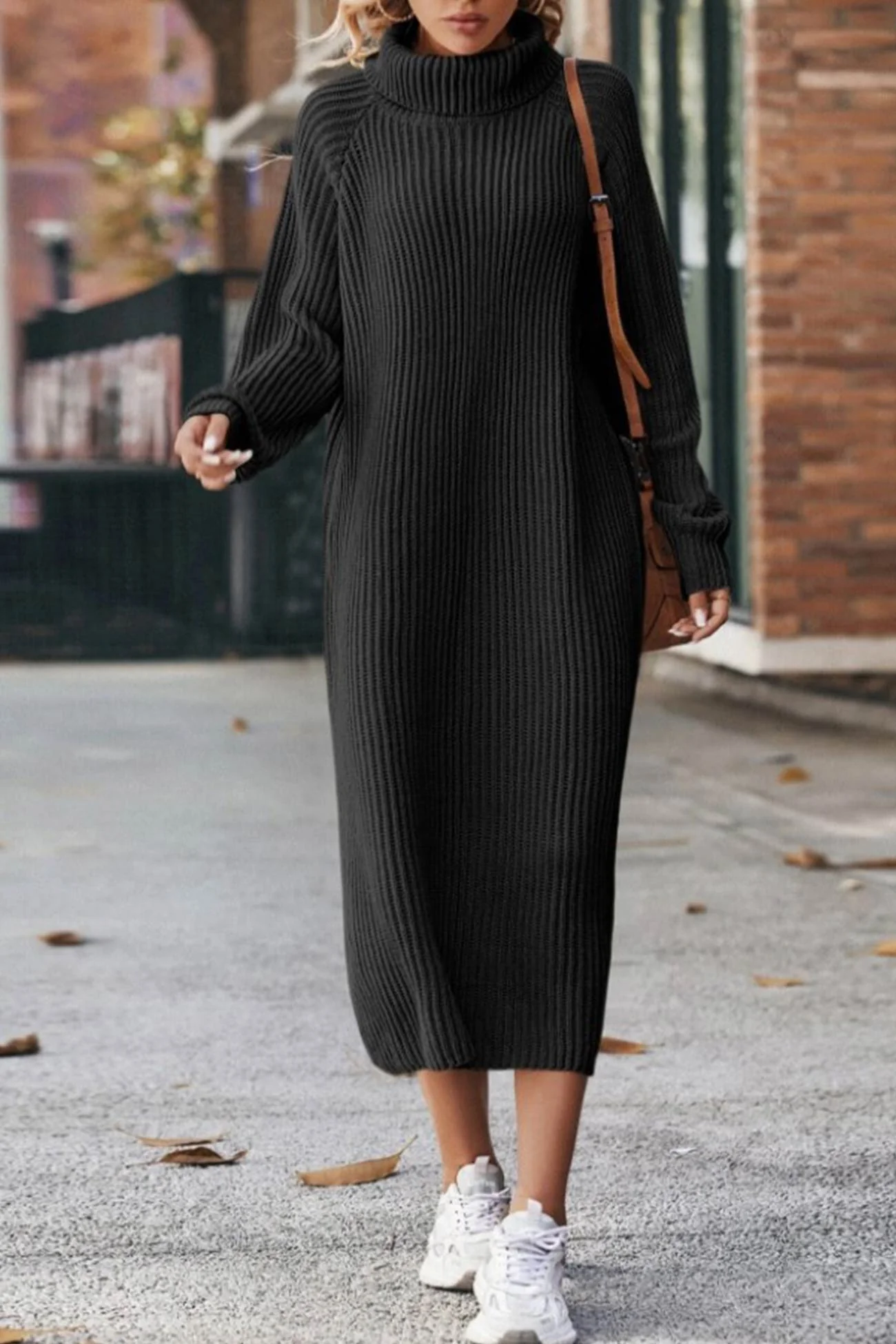 Eva | High-neck rib-knit sweater dress - Image 4