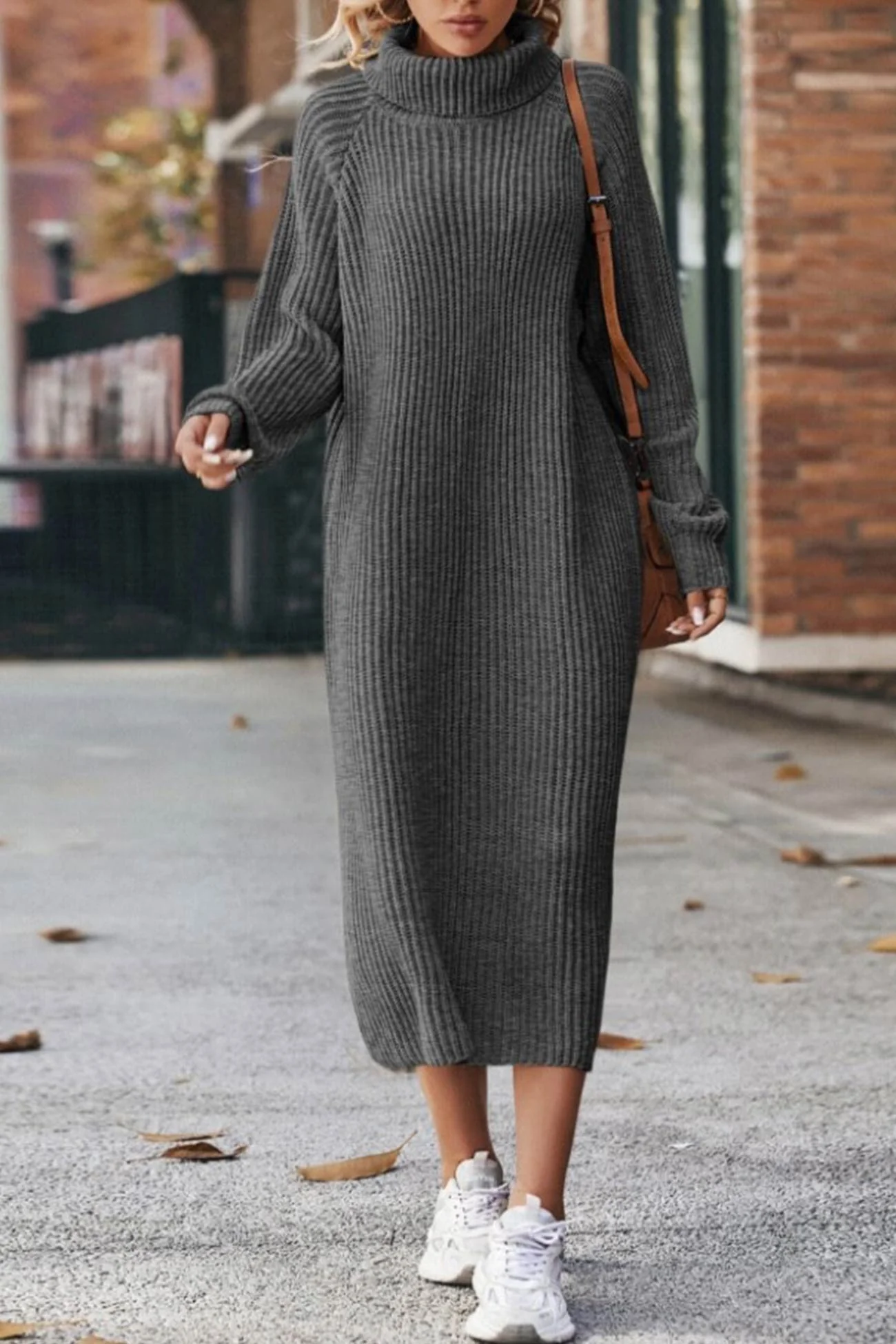 Eva | High-neck rib-knit sweater dress - Image 5