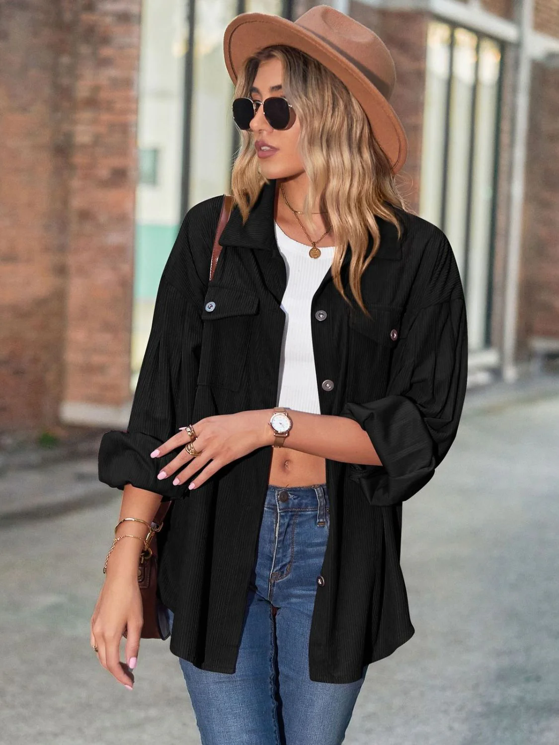 Eva | Long sleeve shirt with buttoned collar and collar - Image 10