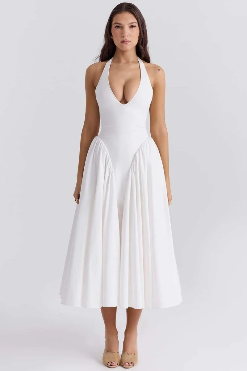 Eva® | Neck Midi Dress With Open Back - Image 4